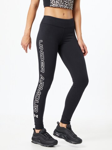 UNDER ARMOUR Skinny Sportbroek 'Favorite' in Zwart: voorkant