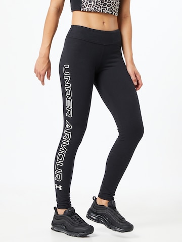 UNDER ARMOUR Skinny Workout Pants 'Favorite' in Black: front
