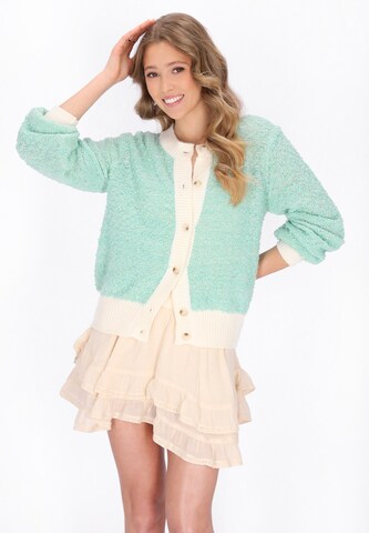 IZIA Gebreid vest in Groen: voorkant