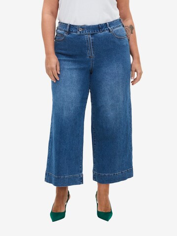 Wide leg Jeans de la Zizzi pe albastru: față