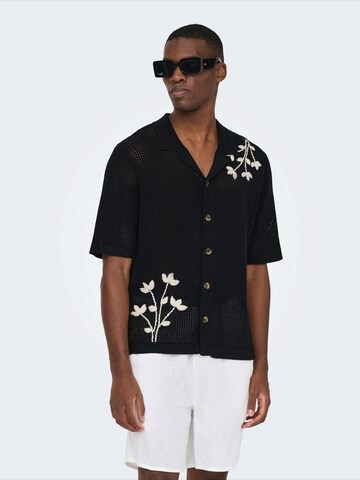 Only & Sons Knit cardigan 'ONSTEGAN' in Black: front