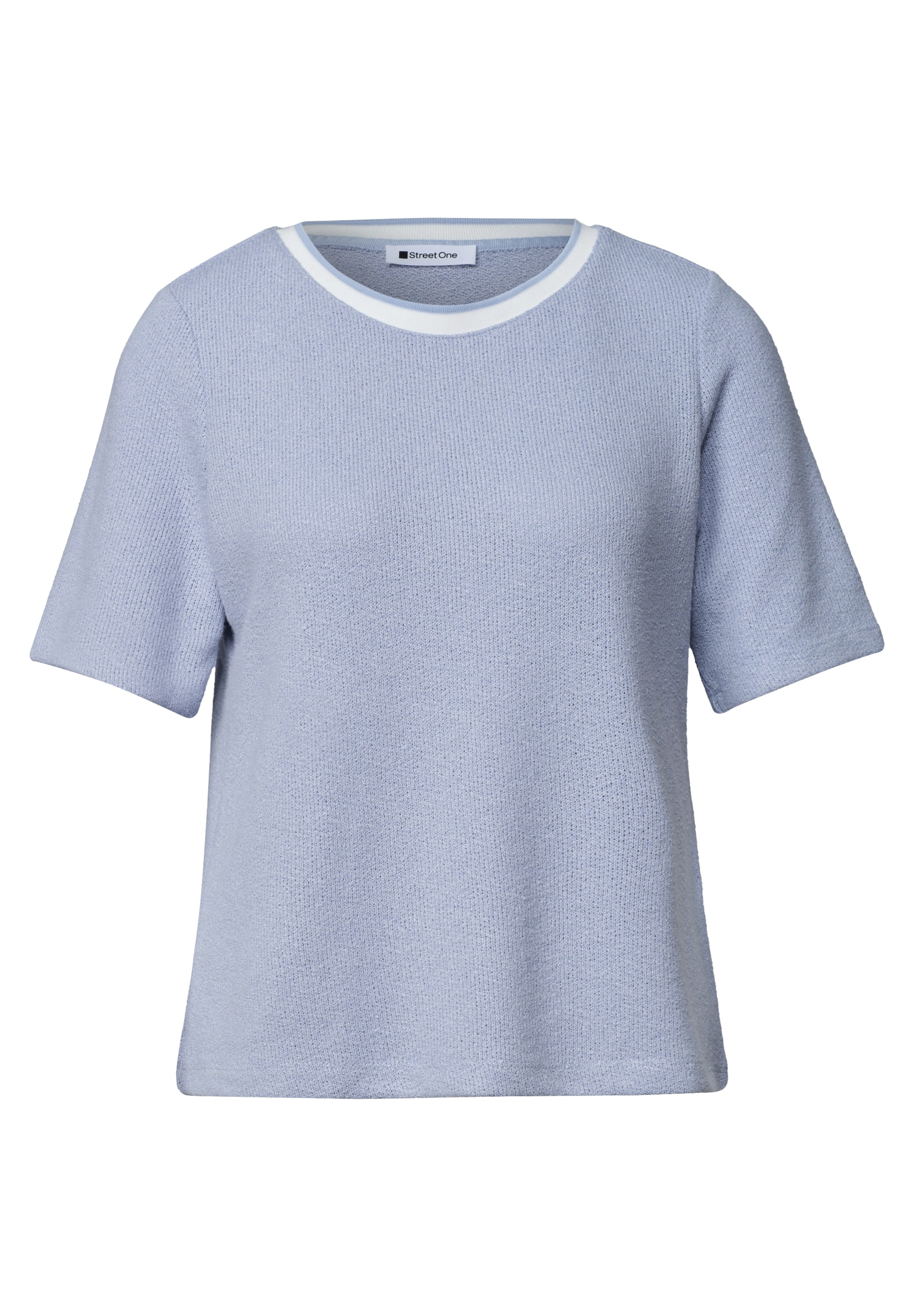 STREET ONE T-Shirt im Strick-Look mit Rundhals in Blau: Vorderseite