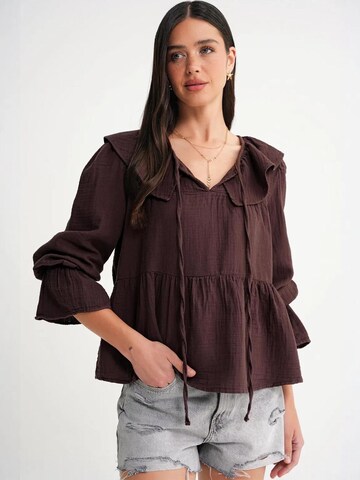Camicia da donna di MixRay in marrone: frontale