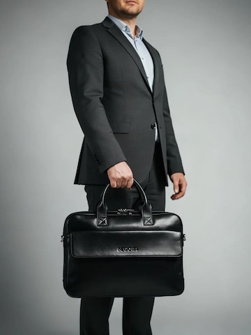 NEGOTIA Leather Laptoptas 'Orden' in Zwart