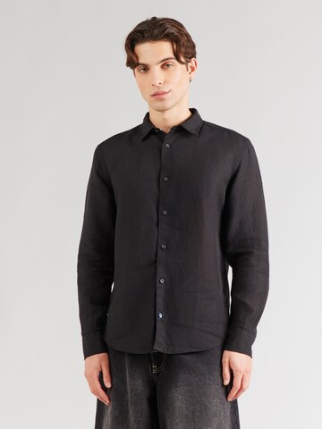 OLYMP Regularny krój Koszula w kolorze czarny: przód