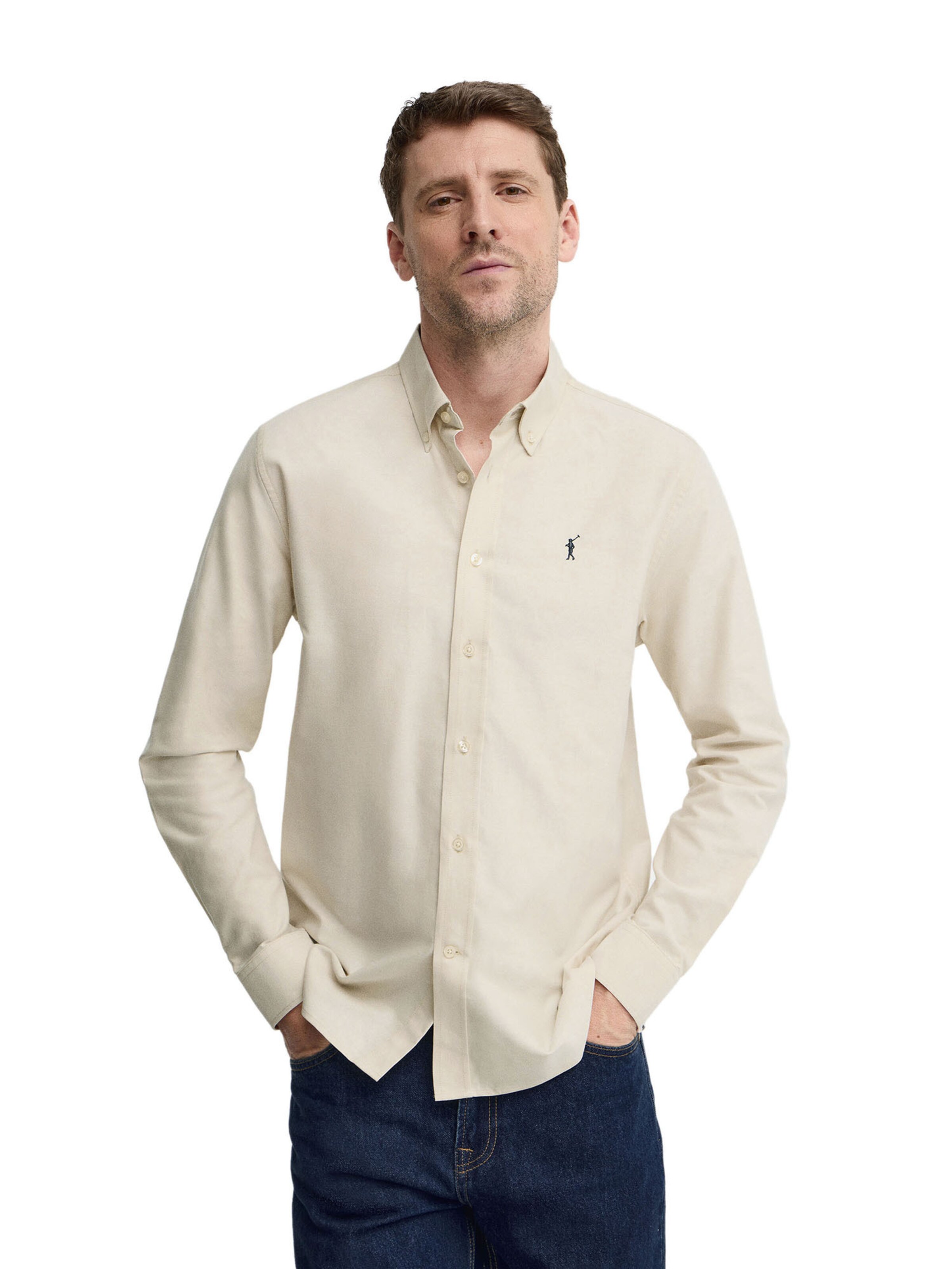 Polo Club Regular fit Button Up Shirt in Beige: front