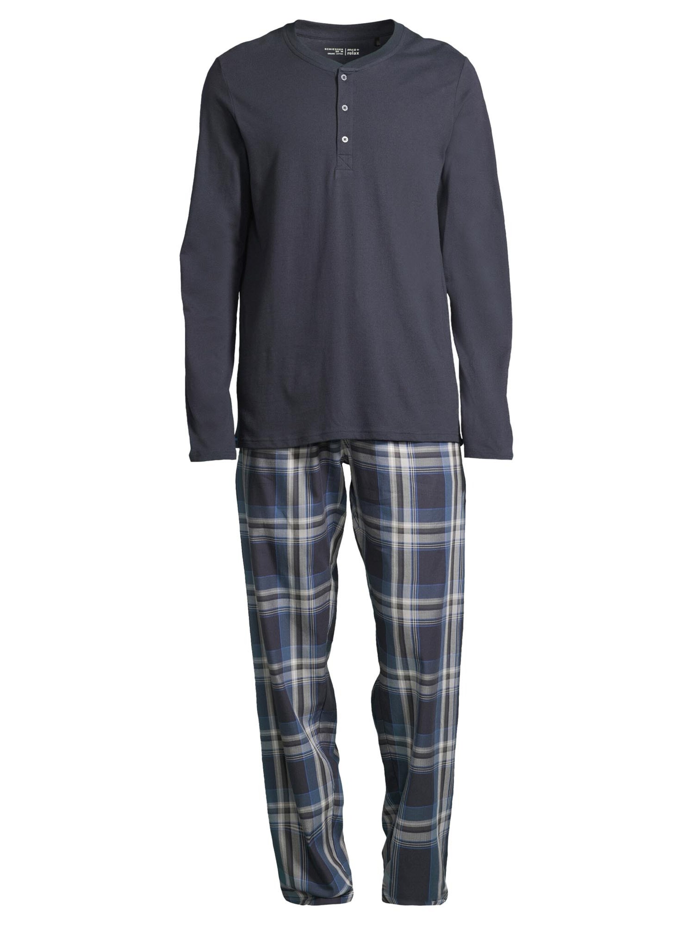 SCHIESSER Pyjama lang 'Night & Home' in Blauw: voorkant