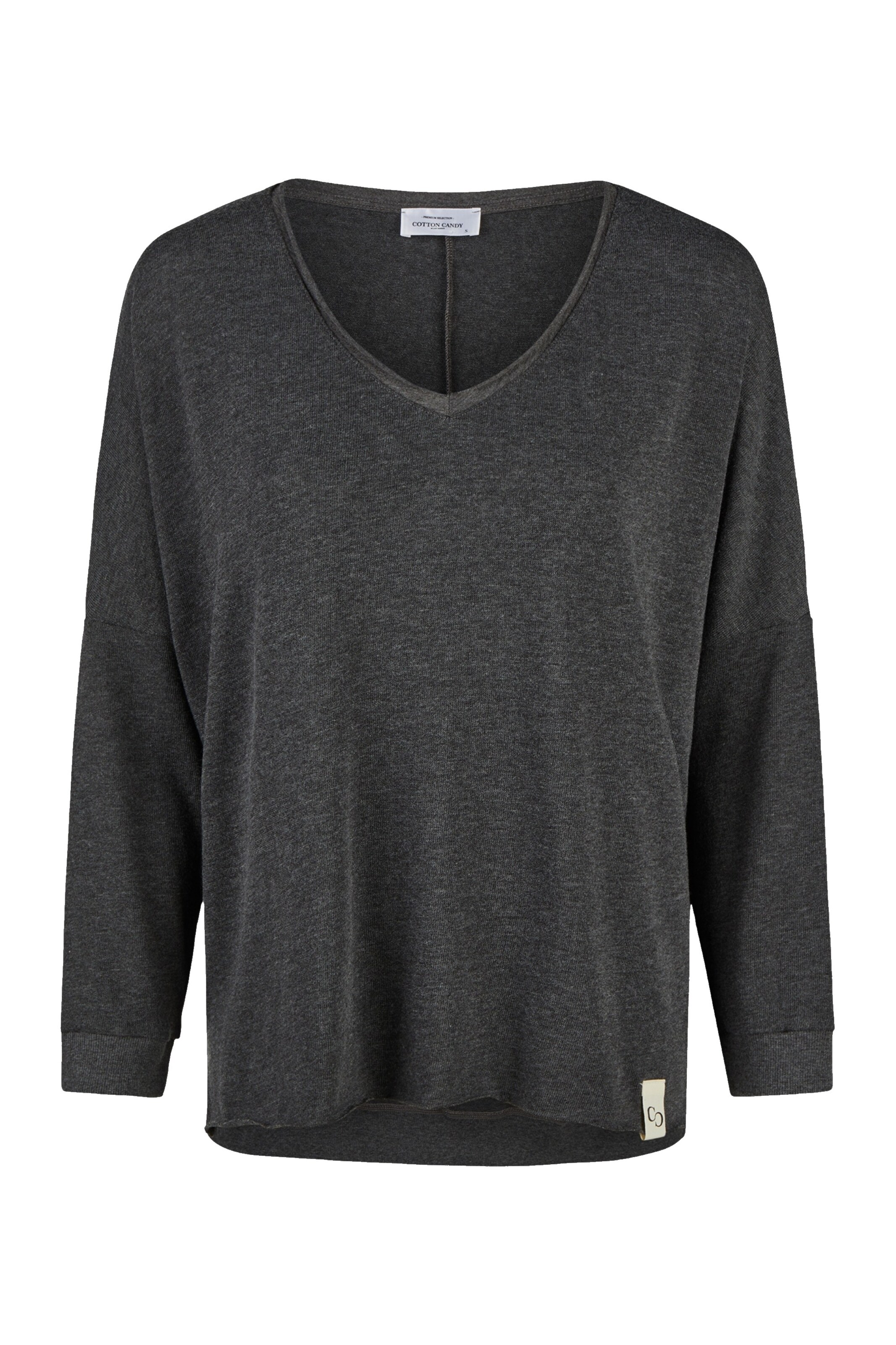 Cotton Candy Langarmshirt, Schnitt Regular in Schwarz: Vorderseite