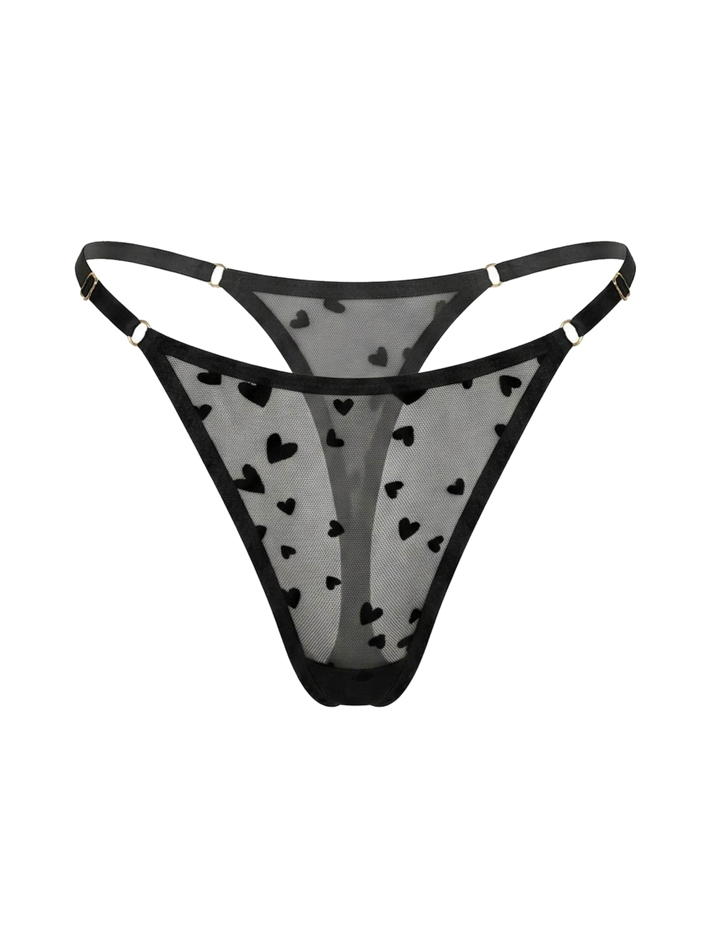 L.BEV Thong 'Cuoricini neri' in Black: front