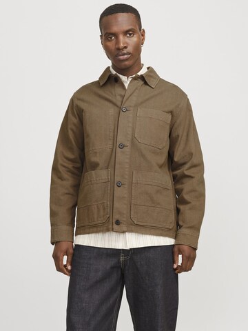 JACK & JONES Comfort fit Button Up Shirt in Brown: front
