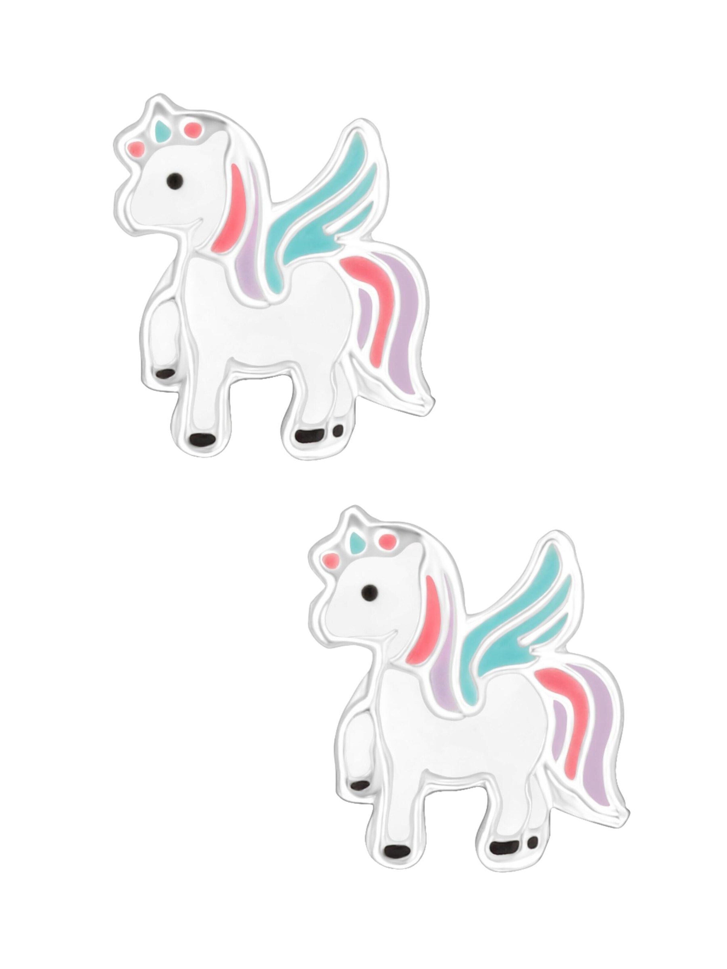 Boucles d'oreilles 'Kinder-Ohrstecker Einhorn aus Sterling Silber mit Epoxidharz' Maxte en argent