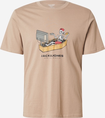 JACK & JONES Футболка 'JORSKULL' в Коричневый: спереди