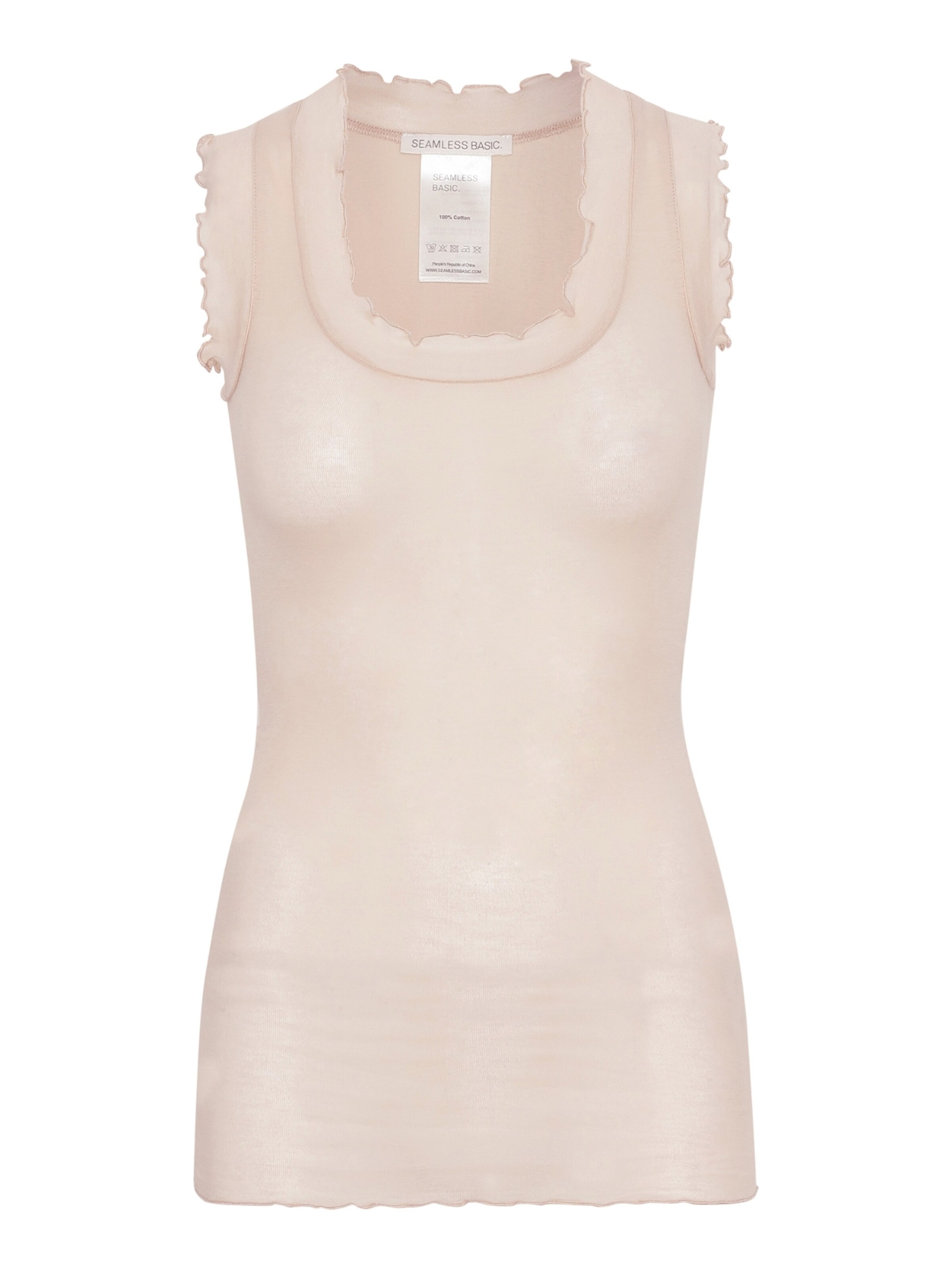 Seamless Basic Top ' Flounce ' in Beige: Vorderseite