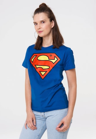 LOGOSHIRT Shirt 'Superman Logo' in Blauw: voorkant