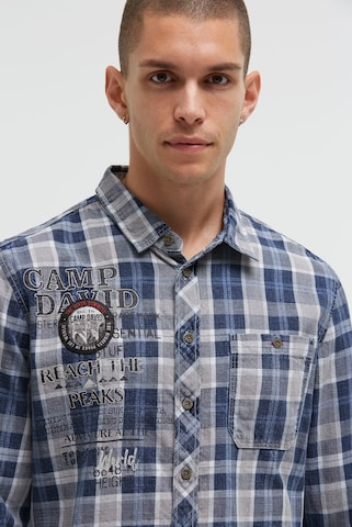 CAMP DAVID Regular Fit Karohemd mit Logo Artworks in Blau
