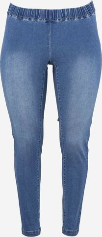 GOZZIP Regular Leggings 'Maya Denim' in Blauw: voorkant