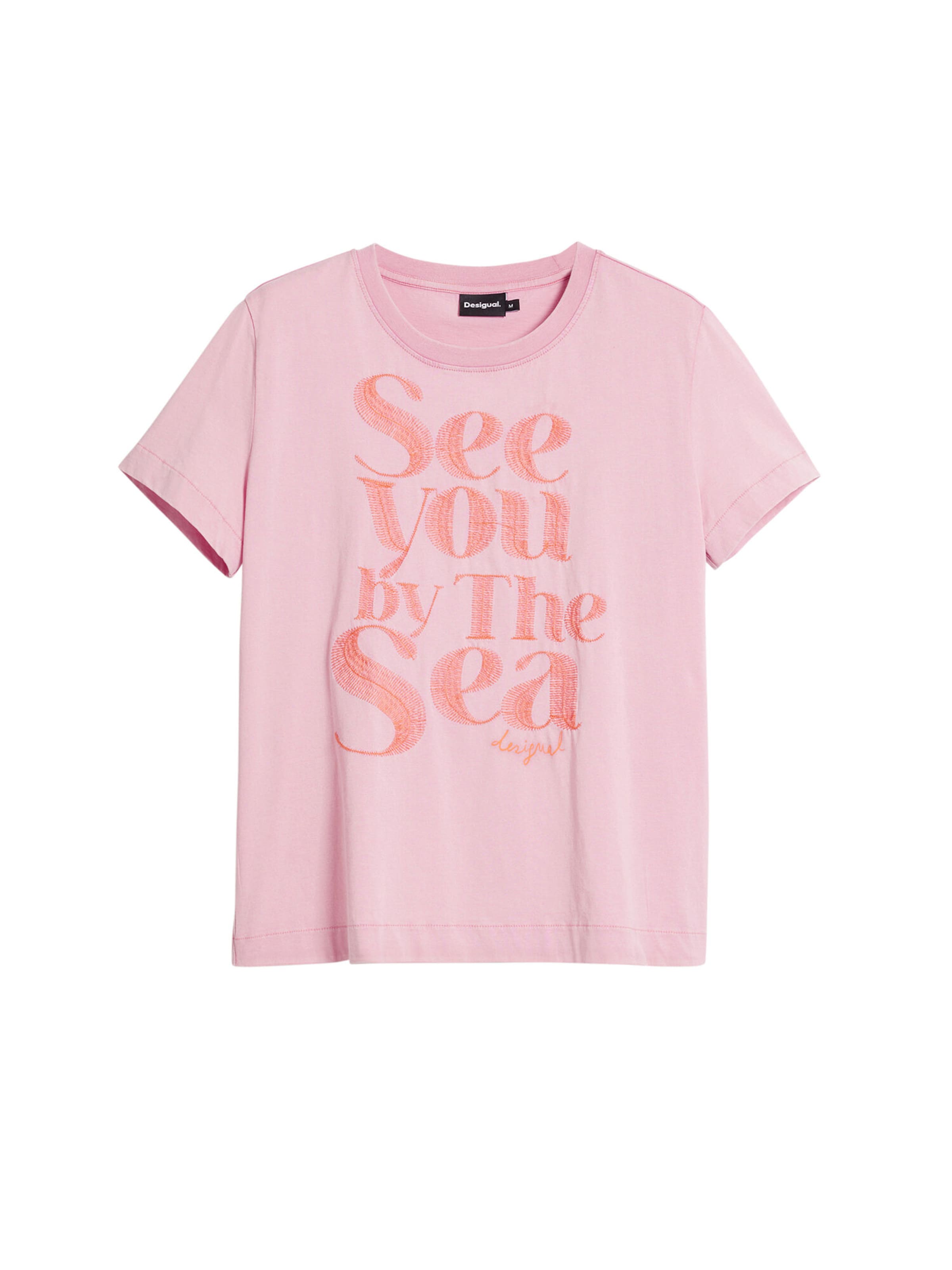 Desigual T-Shirt 'Message' in apricot / rosa, Produktansicht