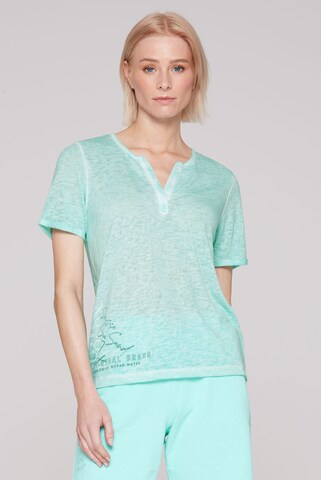 Soccx T-Shirt mit Leinen-Optik und Rücken-Print in Blau: Vorderseite