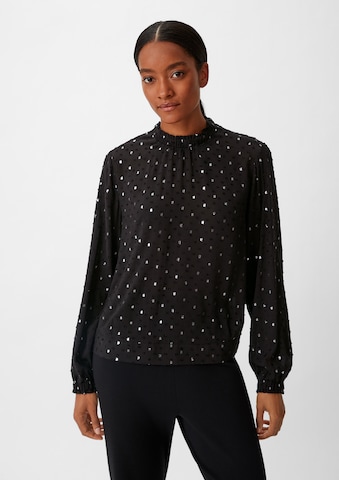 comma casual identity Blouse in Zwart: voorkant