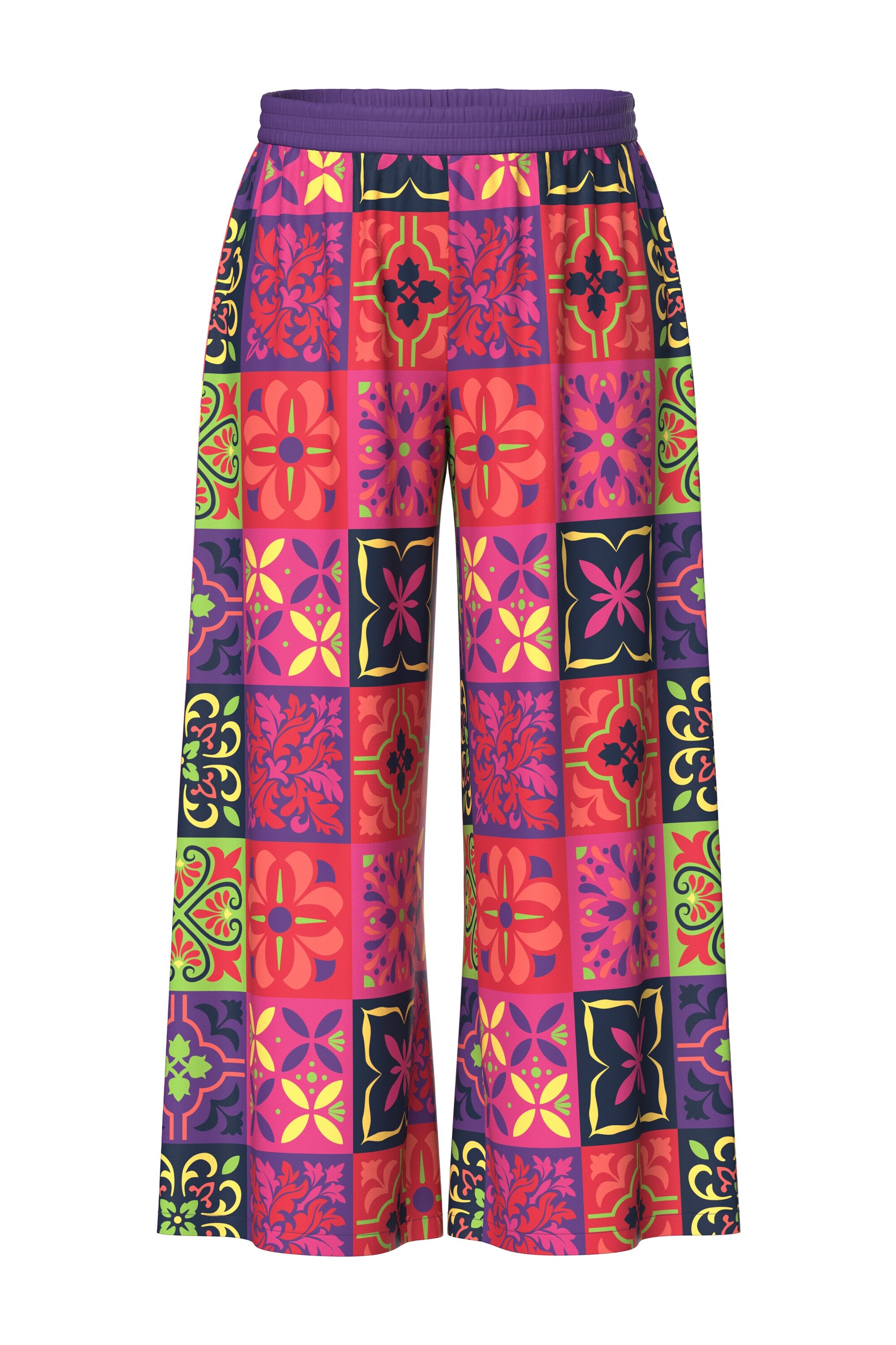 Ulla Popken Wide leg Broek in Lila: voorkant