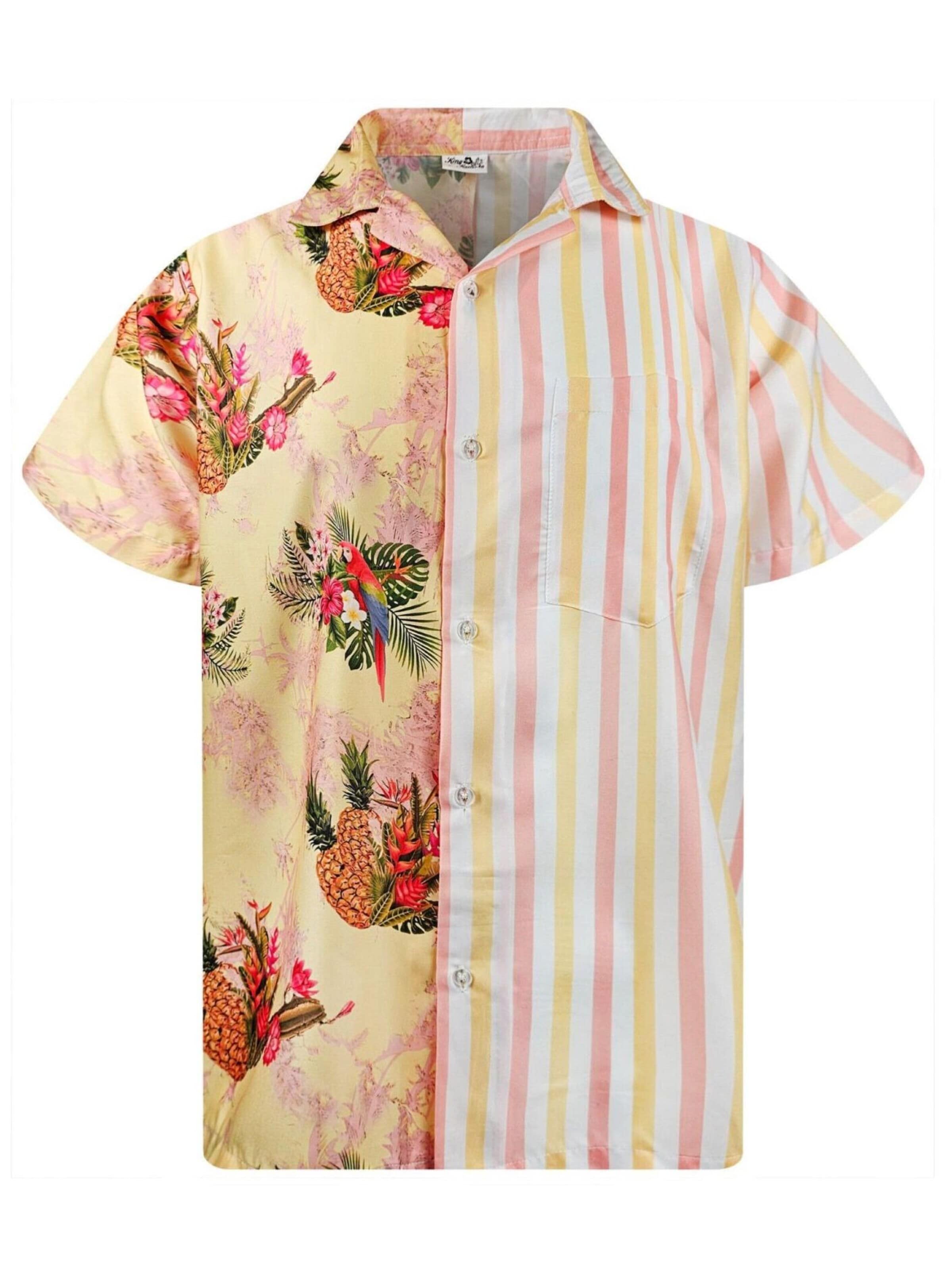 King Kameha Shirt 'Stripes' in Geel: voorkant