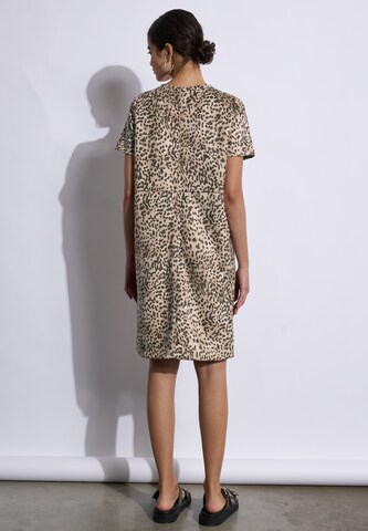 Street One Studio Velours-Kleid mit Leo-Print in Braun