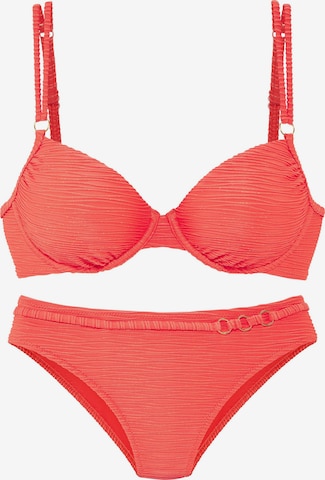 Sutien de tricou Costum de baie două piese de la LASCANA pe portocaliu: față