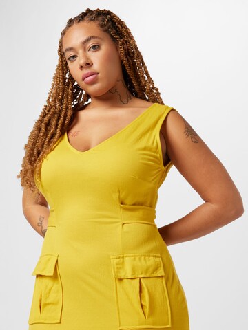 Warehouse Curve Dress in Yellow