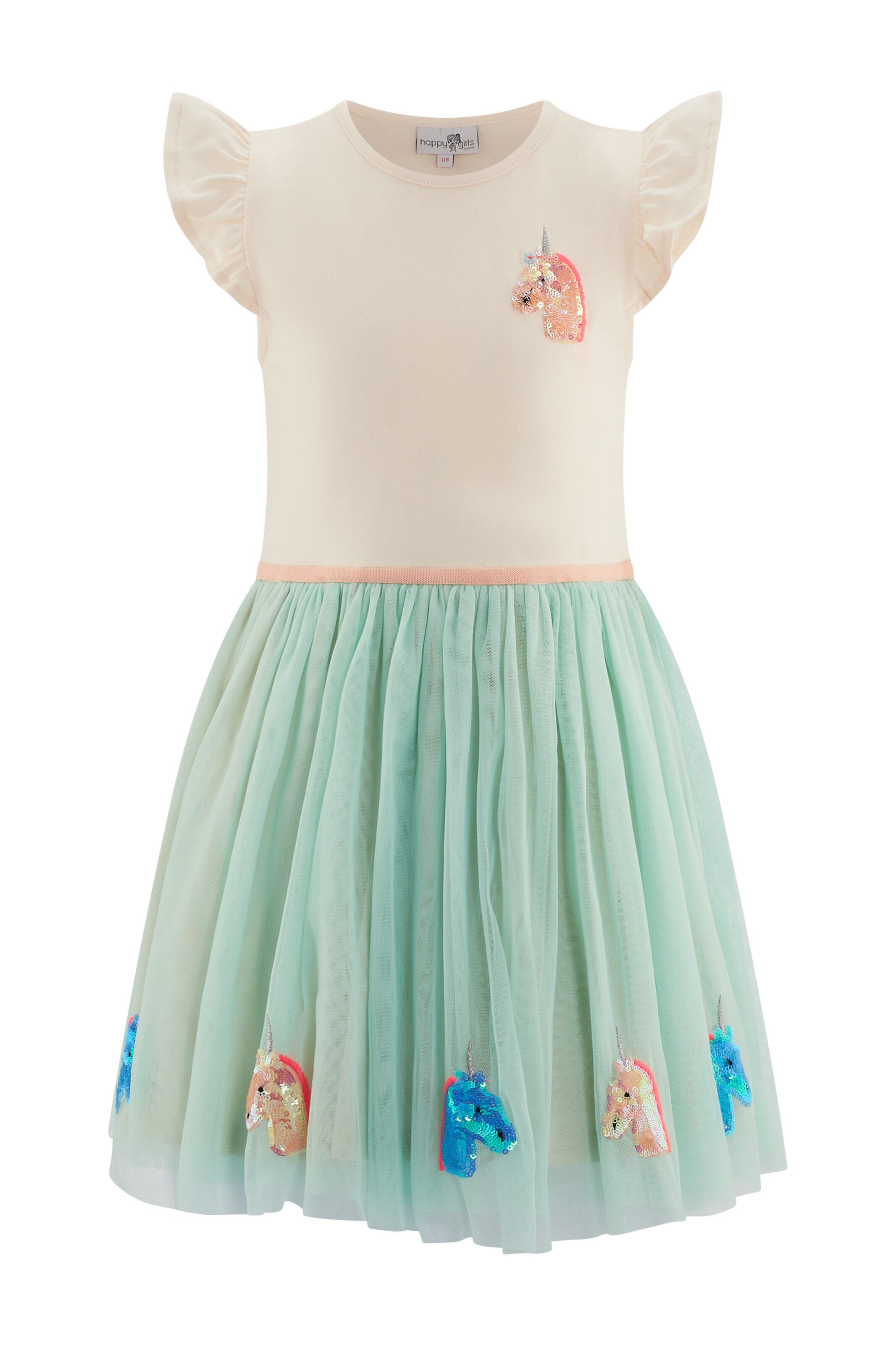 happy girls Dress in Beige: front