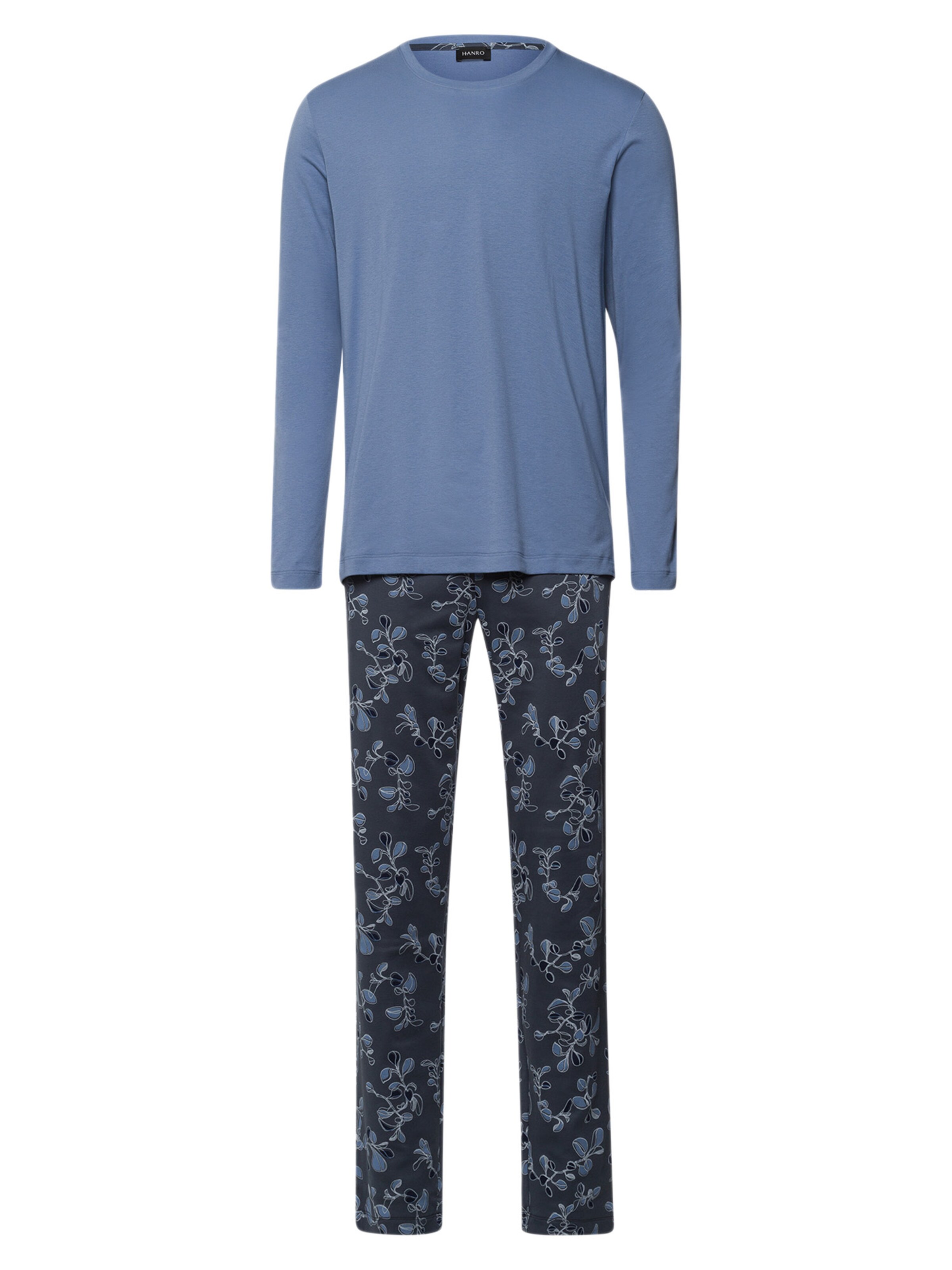 Hanro Long Pajamas 'Night & Day' in Blue: front