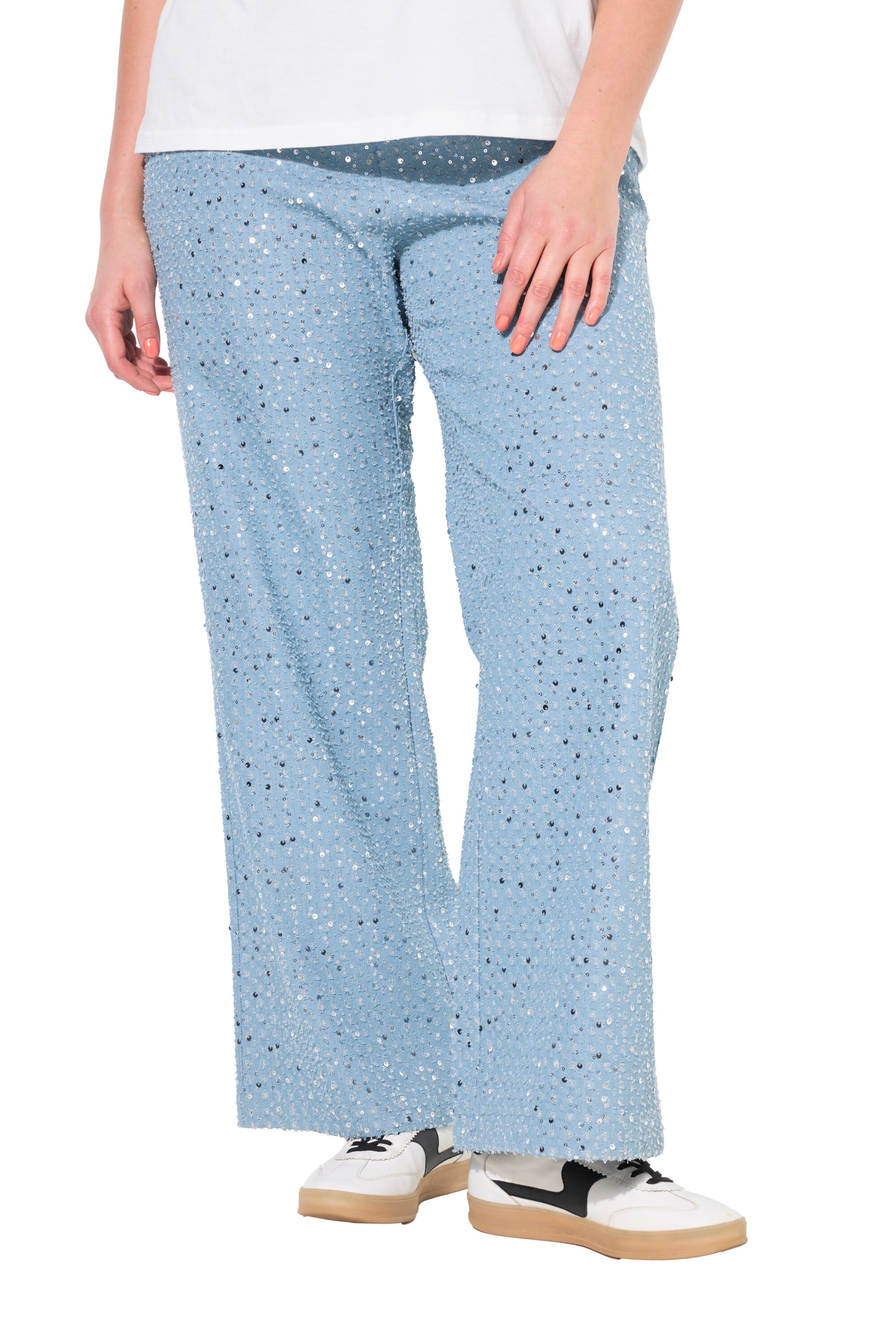 Studio Untold Wide leg Broek in Blauw: voorkant
