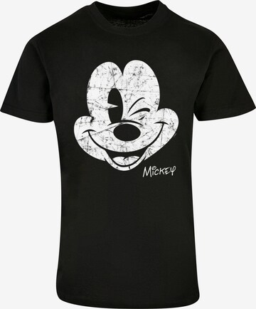 ABSOLUTE CULT Shirt 'Mickey Mouse - Distressed' in Zwart: voorkant