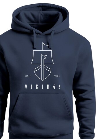 Neverless Sweatshirt 'viking ship minimalism' in Blue