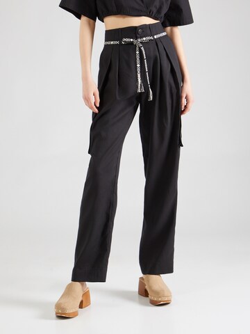 SCOTCH & SODA Wide leg Cargobroek in Zwart: voorkant