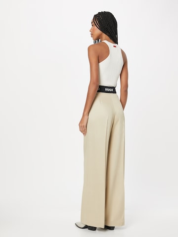 HUGO Wide leg Bandplooibroek 'Haniana' in Beige