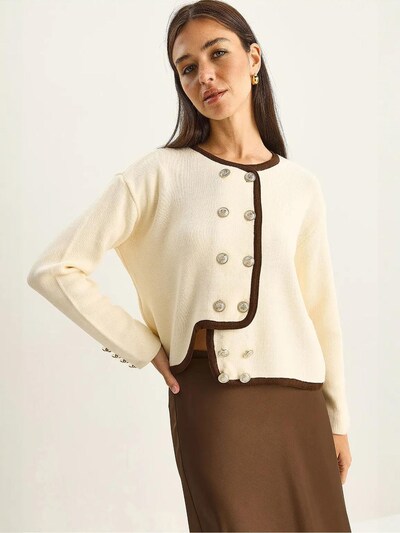 Bianco Lucci Strickjacke in hellbeige / dunkelbraun, Produktansicht