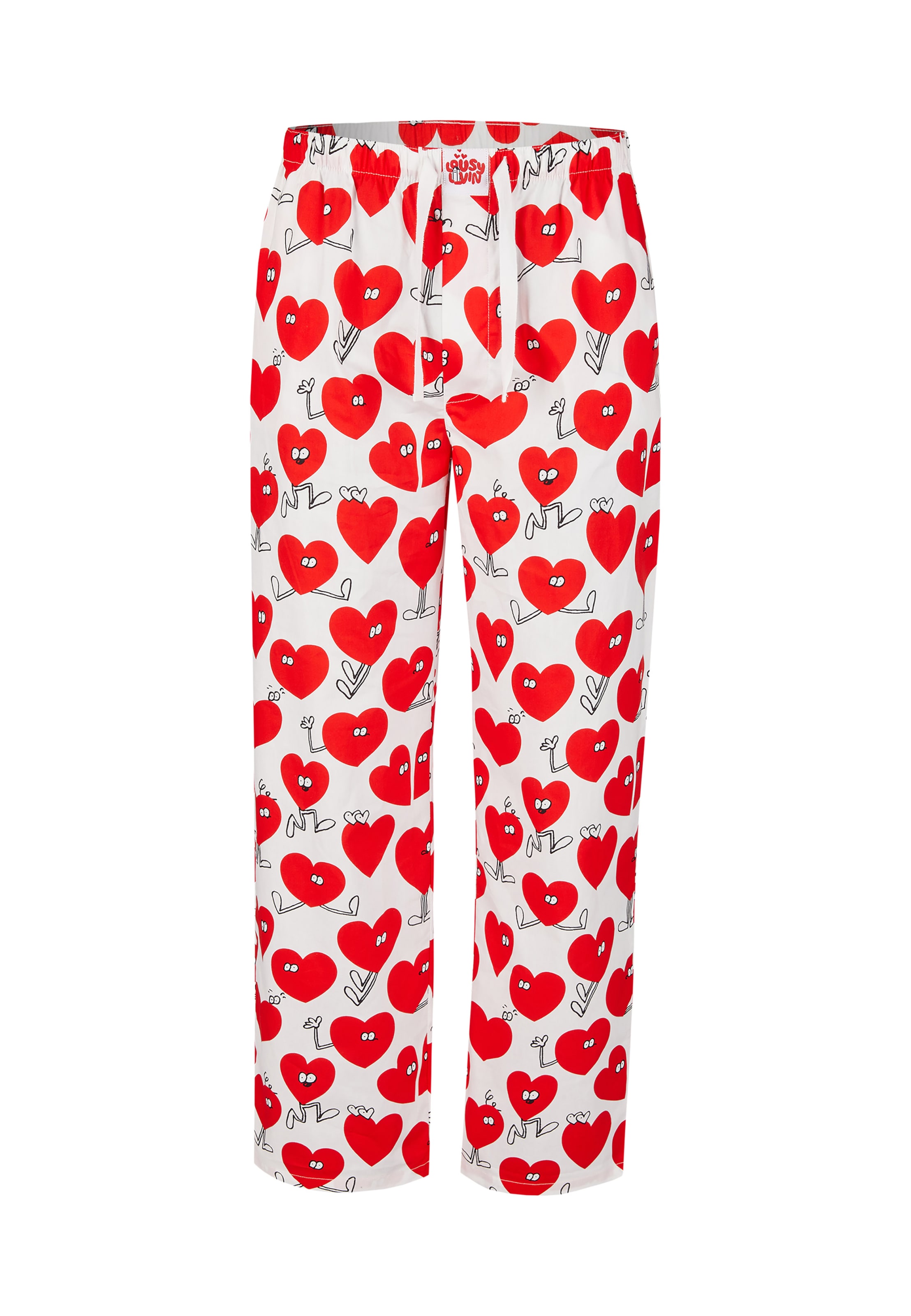 Lousy Livin Pyjamahose 'Valentines' in Weiß: Vorderseite