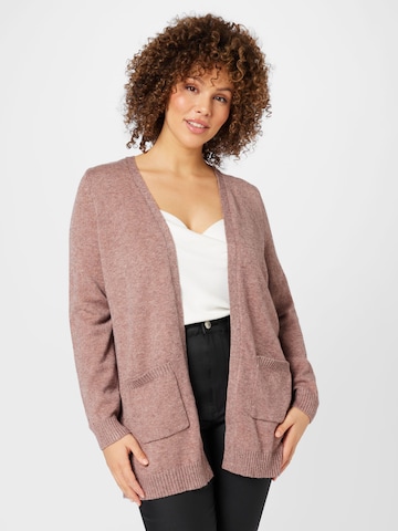 ONLY Carmakoma Knit Cardigan 'Esly' in Brown: front