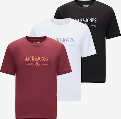 XS dydžio Marškinėliai 'JORFREDERIKSBERG' iš JACK & JONES, spalva – vyšninė spalva / juoda / balta, Prekių apžvalga