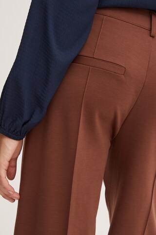 ICHI Wide Leg Bundfaltenhose 'KATE' in Braun