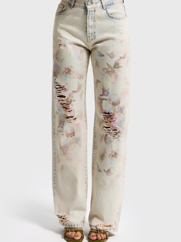 IT'S BASIC Loosefit Jeans 'PRINTED LOOSE MID RISE JEANS' in Blauw
