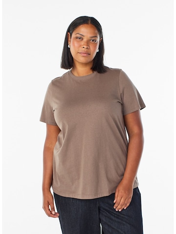 Zizzi Shirt 'Vcharlin' in Brown: front