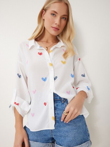 Happiness İstanbul Bluse i hvid: forside