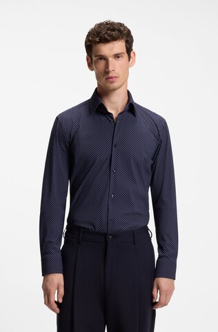 BOSS Slim fit Button Up Shirt ' Hank' in Blue: front