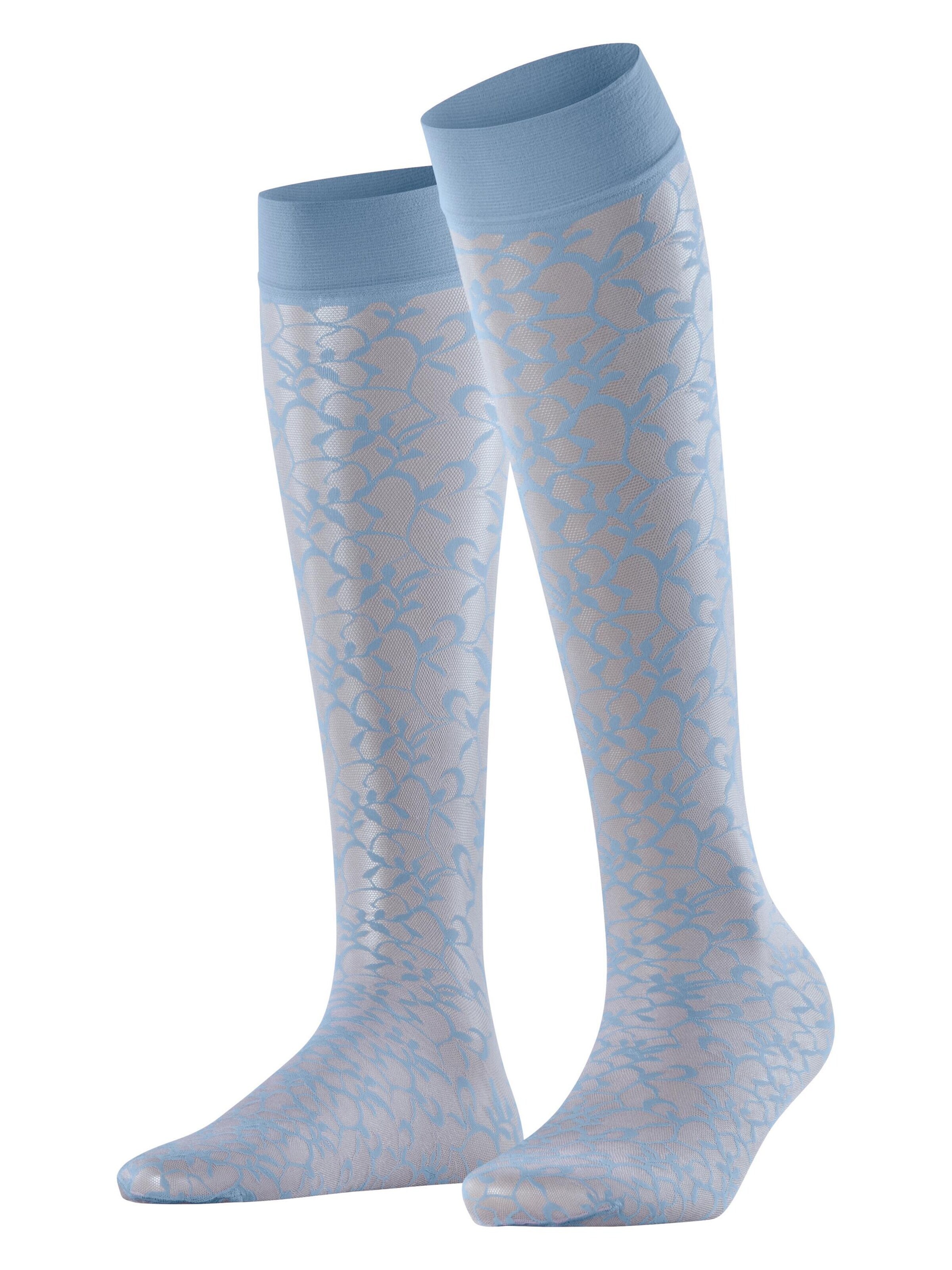 FALKE Over the Knee Socks 'Soft Spell' in Blue: front