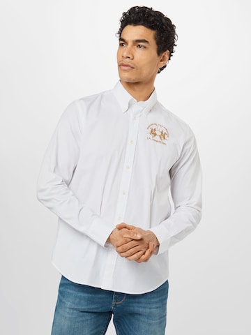 La Martina Slim fit Button Up Shirt in White: front