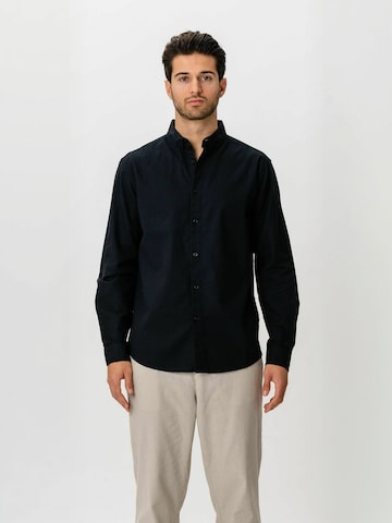 Chemise ' Linen Blend ' TEESHOPPEN en noir : devant
