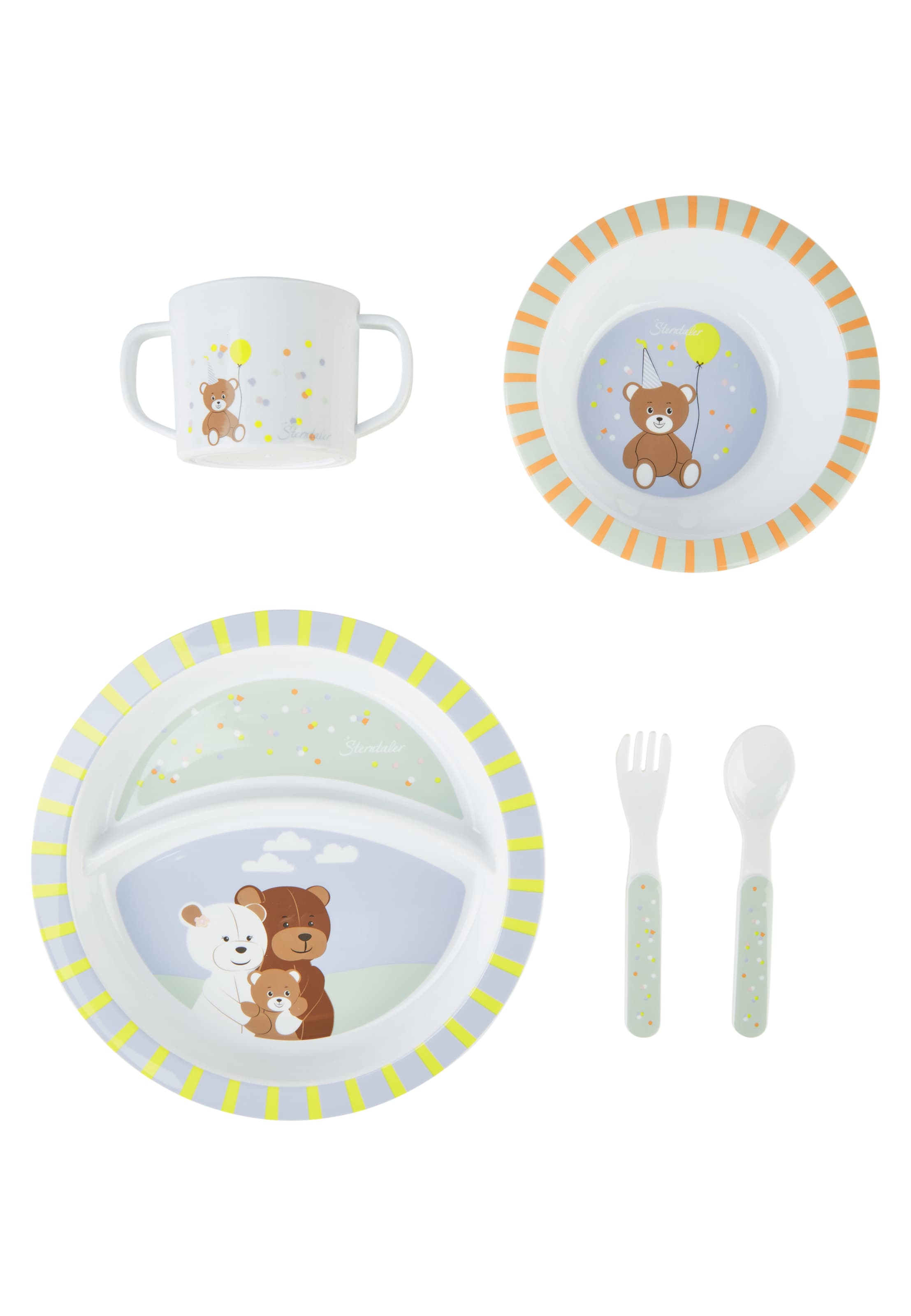 STERNTALER Tableware Set 'Bär' in Mixed colors: front