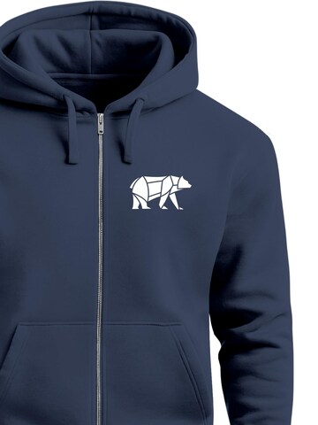 Neverless Sweatjacke 'Bär Lineart Polygon'‌ in Blau