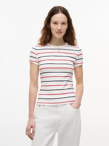 Tommy Jeans Тениска 'ESSENTIAL' в бяло: отпред